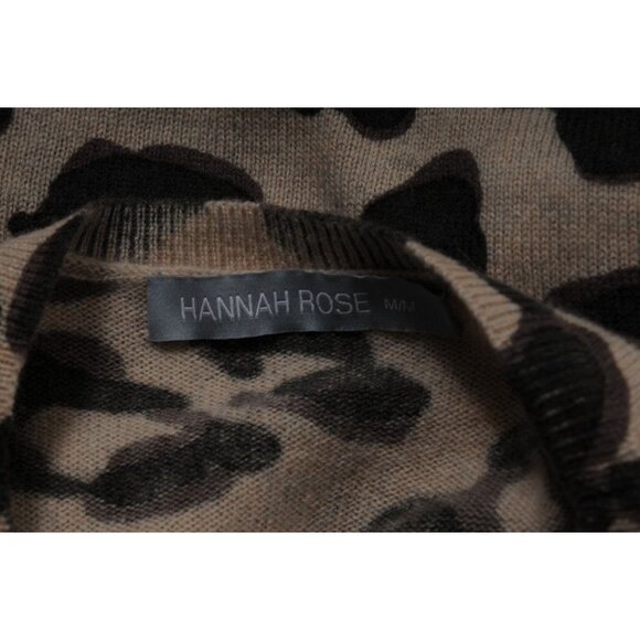 Hannah Rose Womens Leopard Print Sweater Medium Brown Cashmere Pullover - Picture 7 of 10